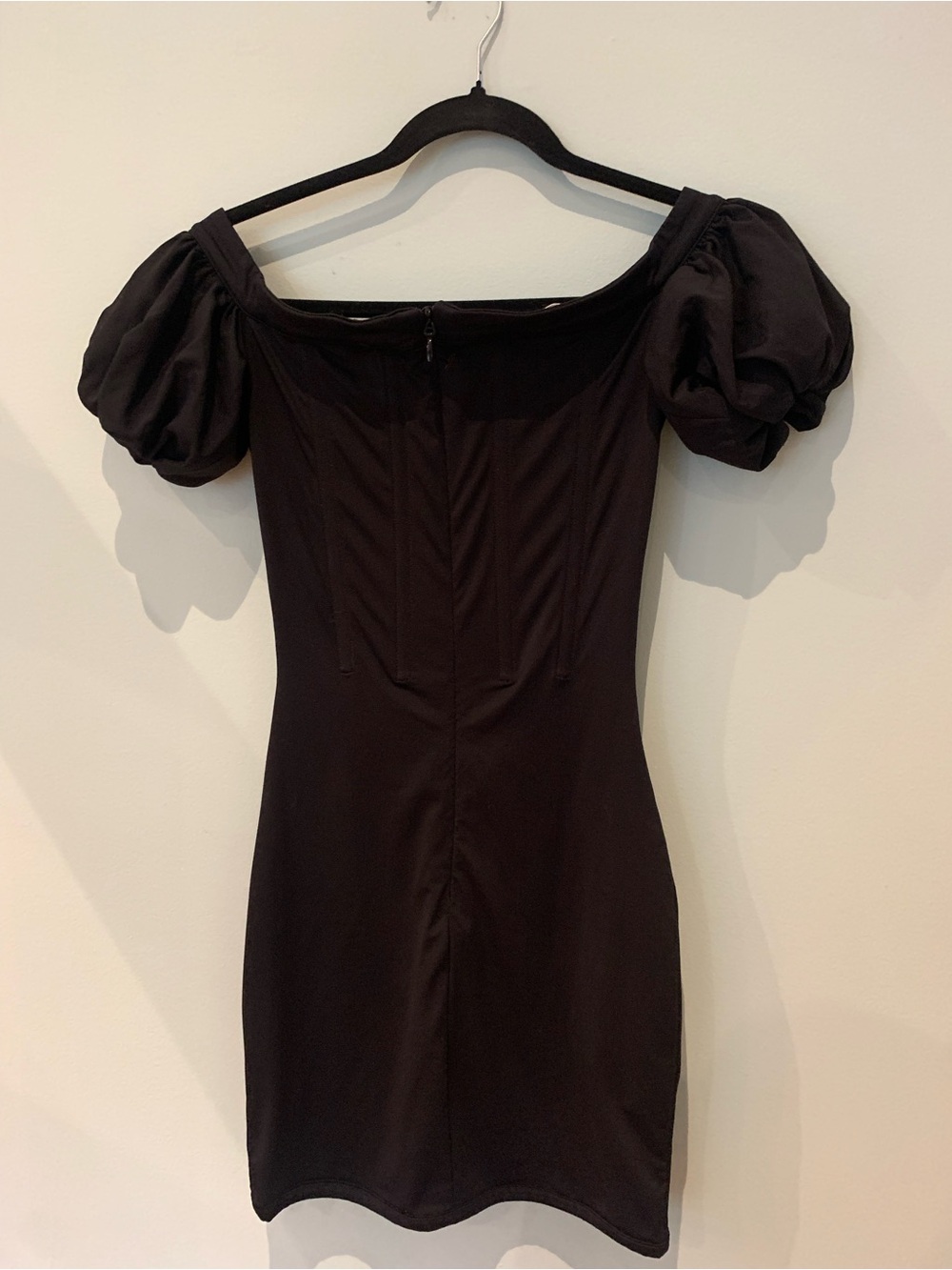 Classic Black Puff-Sleeve Women's Dress